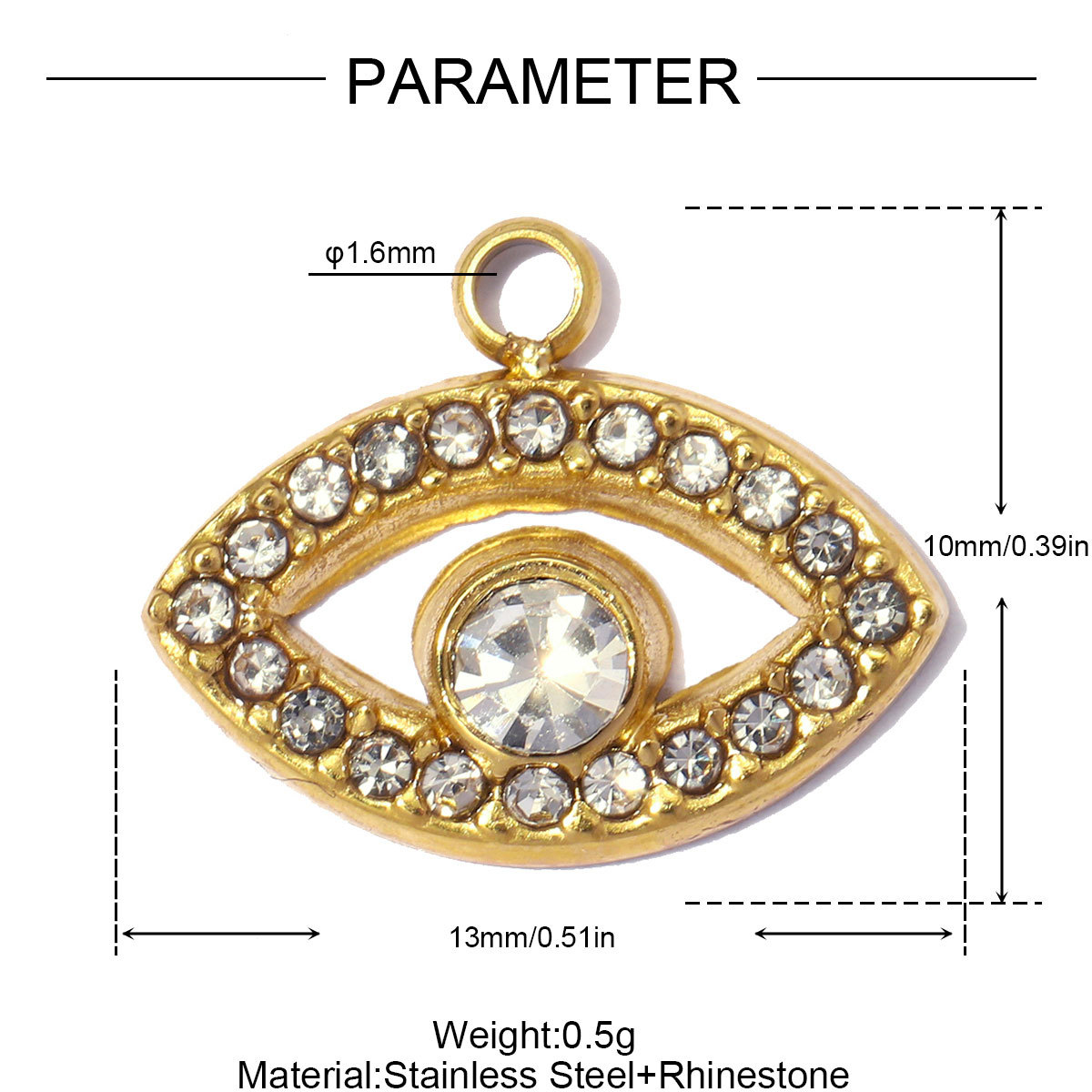 6pcs/pack Stainless Steel 3D Handbag Star DIY Bracelet Charms Rhinestone Evil Eye Necklace Pendants Woman Roller Skates Jewelry Wholesale