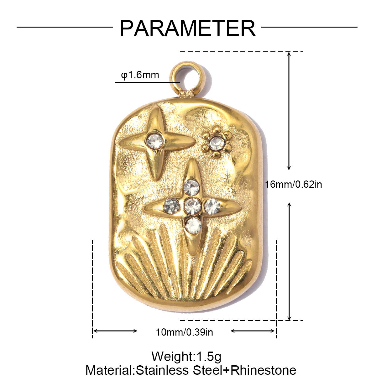 6pcs/pack Stainless Steel 3D Handbag Star DIY Bracelet Charms Rhinestone Evil Eye Necklace Pendants Woman Roller Skates Jewelry Wholesale