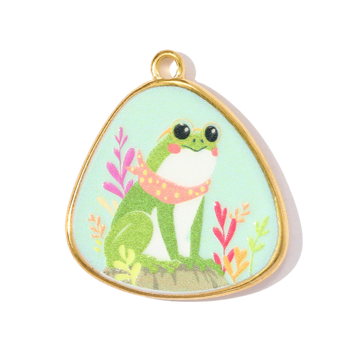 6pcs/pack French Retro Stainless Steel Painted Giraffe Frog DIY Earring Charms Ladybird Cat Necklace Pendant Women Flower Jewelry