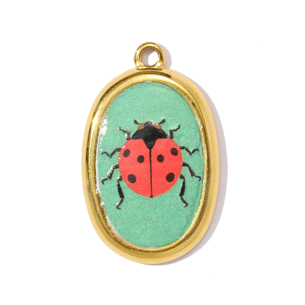 6pcs/pack French Retro Stainless Steel Painted Giraffe Frog DIY Earring Charms Ladybird Cat Necklace Pendant Women Flower Jewelry