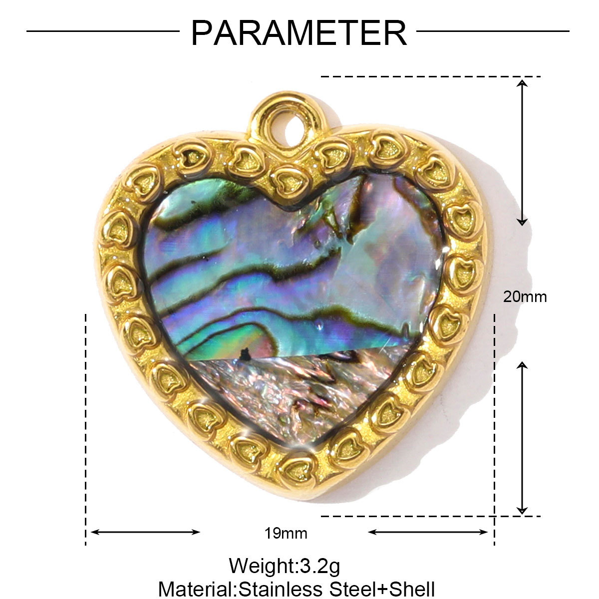 6pcs/pack French Stainless Steel Abalone Love Heart Star DIY Earring Charms Butterfly Necklace Pendant Women Enamel Starfish Jewelry