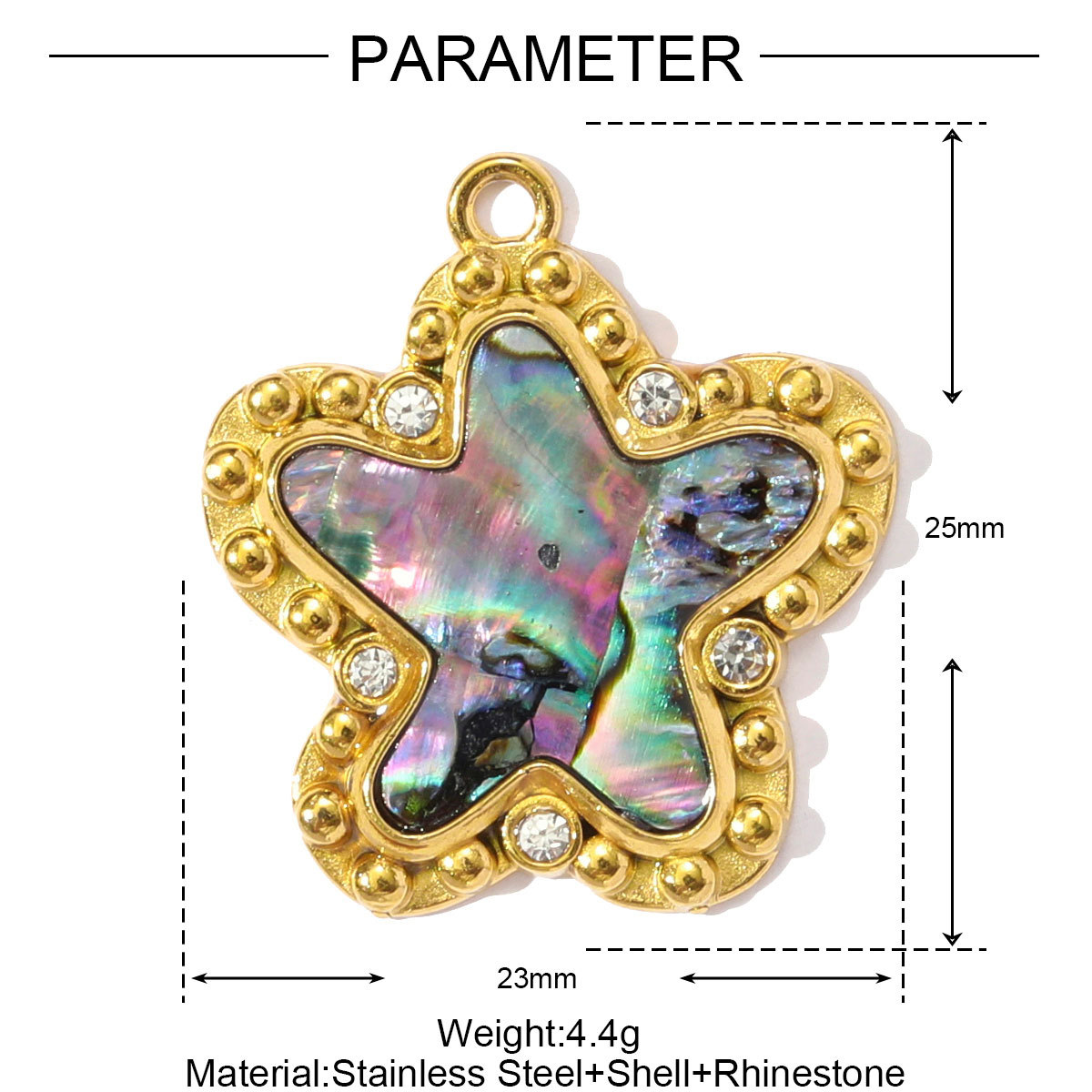 6pcs/pack French Stainless Steel Abalone Love Heart Star DIY Earring Charms Butterfly Necklace Pendant Women Enamel Starfish Jewelry
