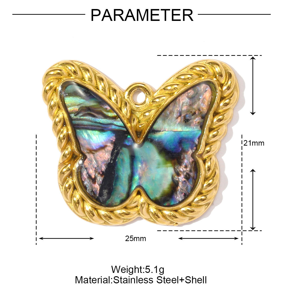 6pcs/pack French Stainless Steel Abalone Love Heart Star DIY Earring Charms Butterfly Necklace Pendant Women Enamel Starfish Jewelry