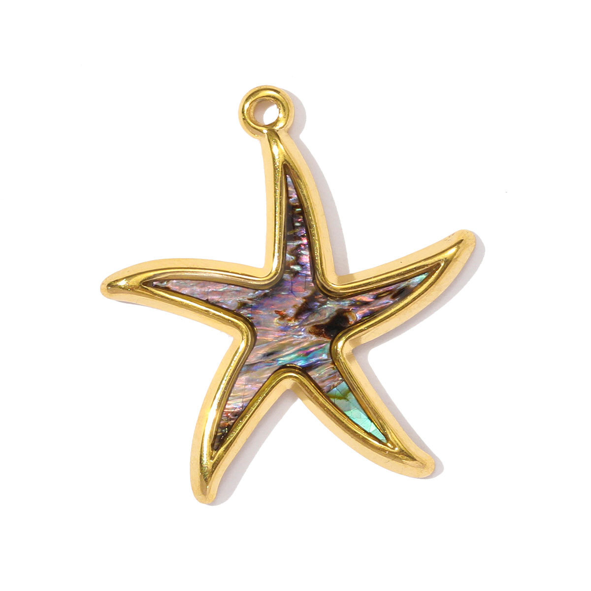 6pcs/pack French Stainless Steel Abalone Love Heart Star DIY Earring Charms Butterfly Necklace Pendant Women Enamel Starfish Jewelry
