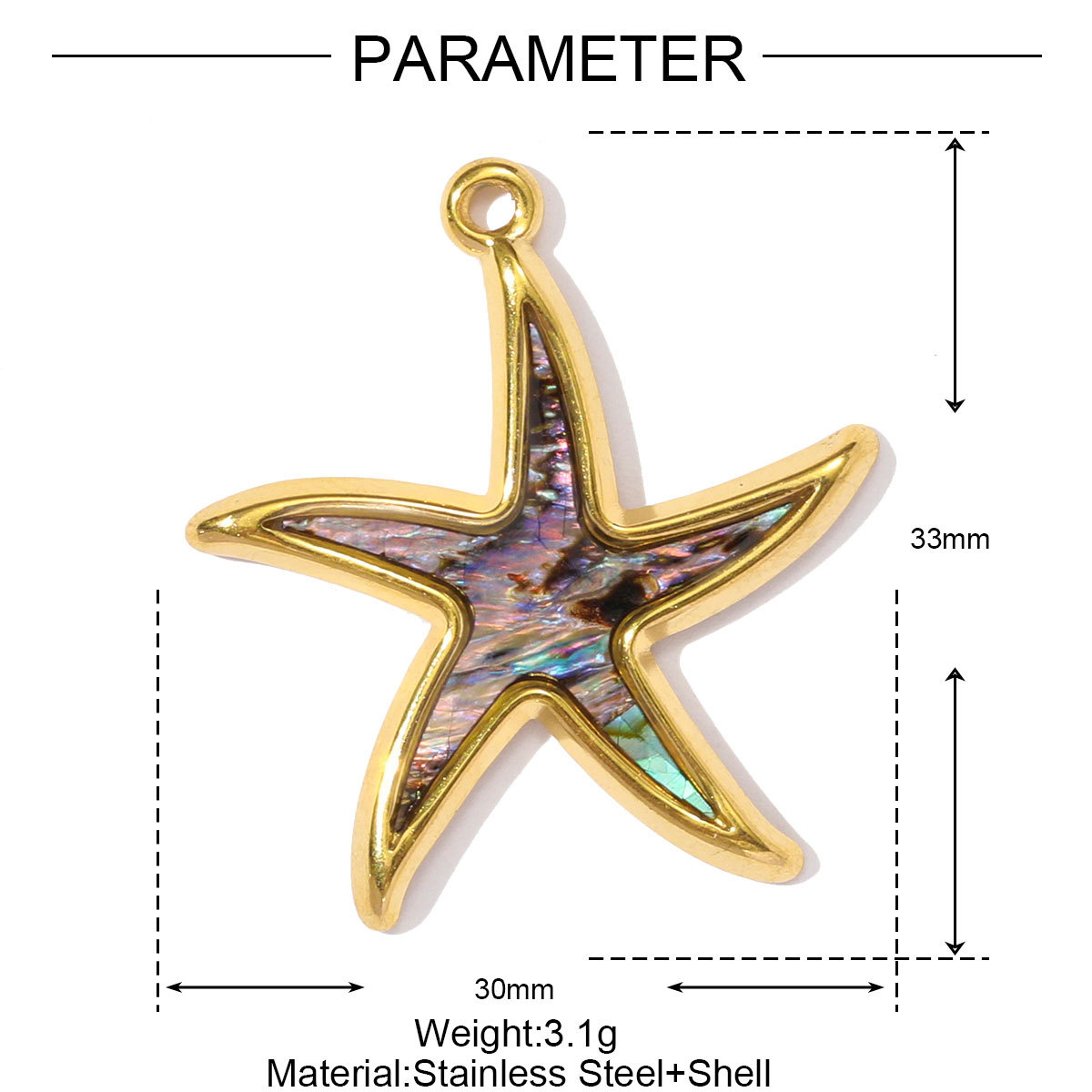 6pcs/pack French Stainless Steel Abalone Love Heart Star DIY Earring Charms Butterfly Necklace Pendant Women Enamel Starfish Jewelry