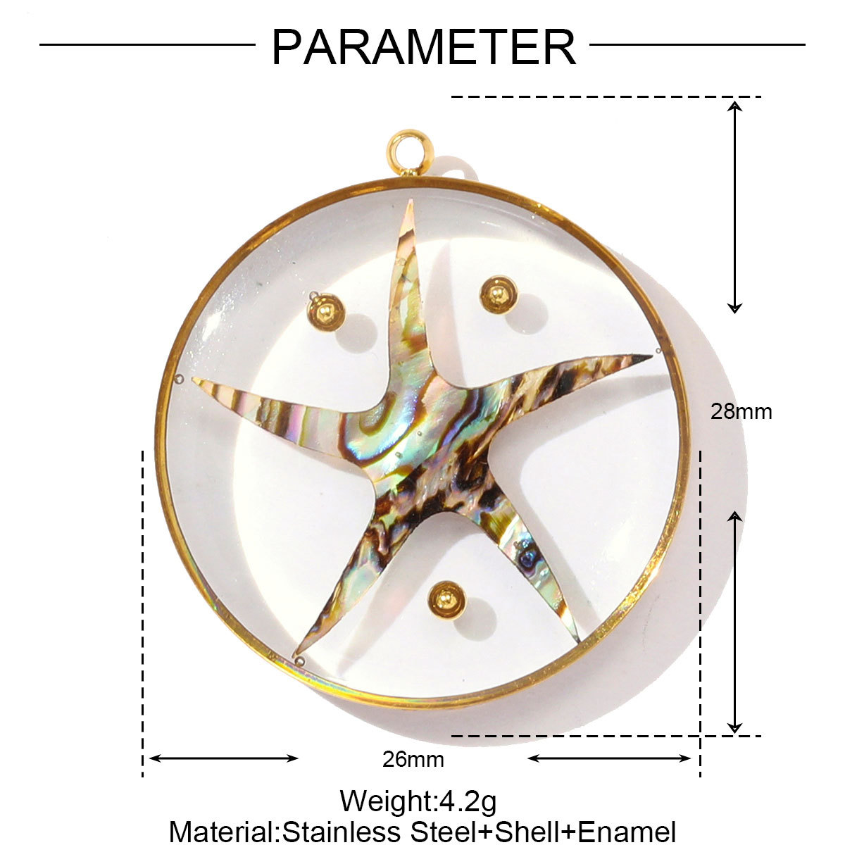 6pcs/pack French Stainless Steel Abalone Love Heart Star DIY Earring Charms Butterfly Necklace Pendant Women Enamel Starfish Jewelry