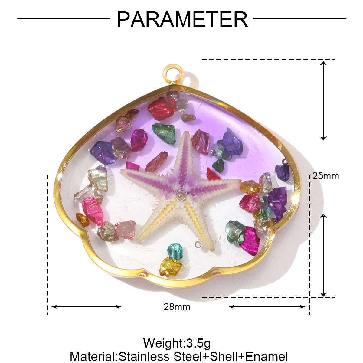 6pcs/pack French Stainless Steel Abalone Love Heart Star DIY Earring Charms Butterfly Necklace Pendant Women Enamel Starfish Jewelry