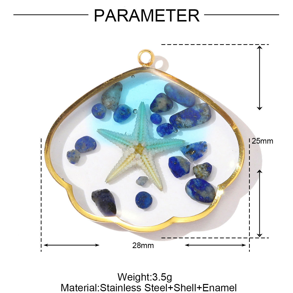 6pcs/pack French Stainless Steel Abalone Love Heart Star DIY Earring Charms Butterfly Necklace Pendant Women Enamel Starfish Jewelry