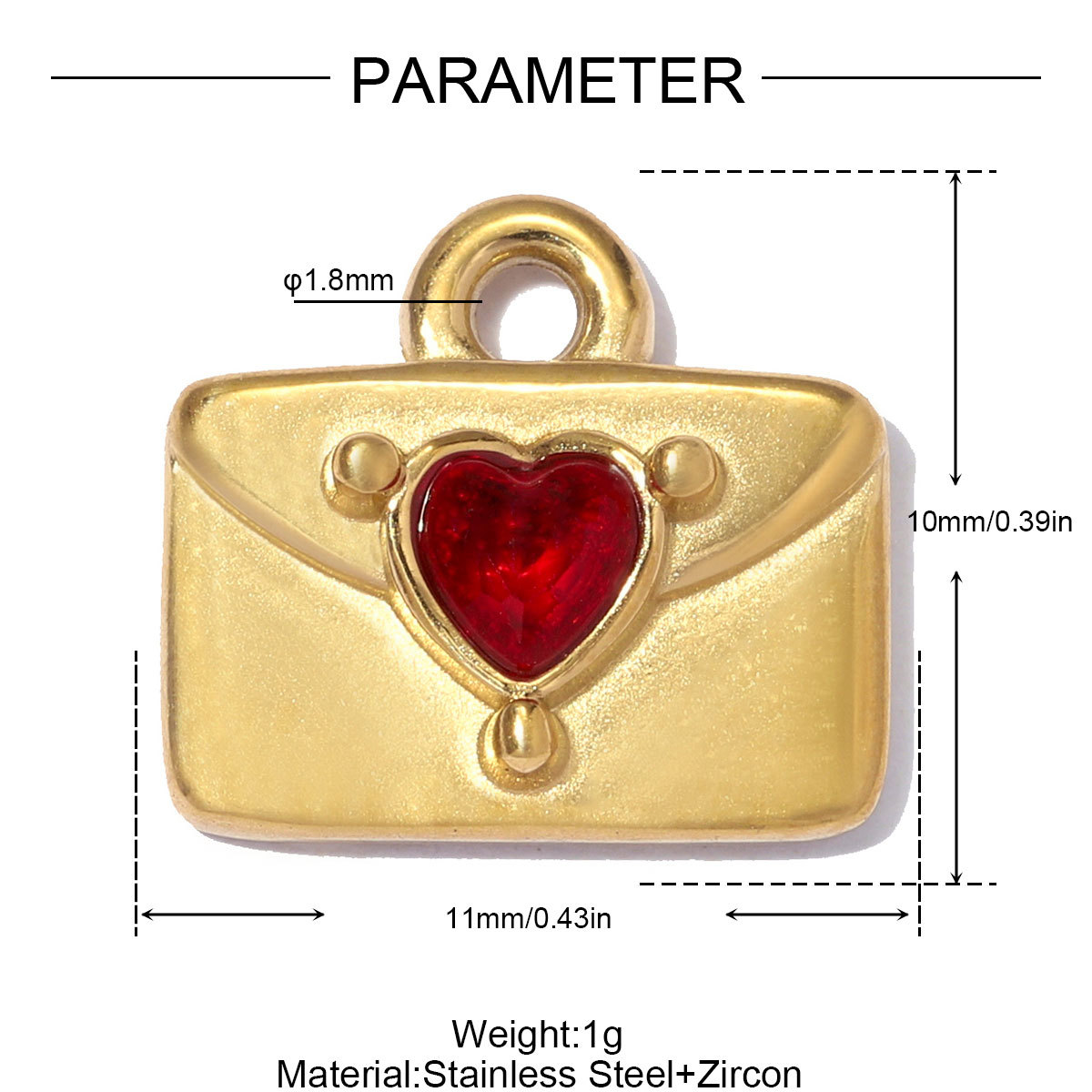 6pcs/pack Stainless Steel Flower Zircon DIY Charms Rhinestone Envelope Heart Necklace Pendants Woman Leaf Round Jewelry Wholesale