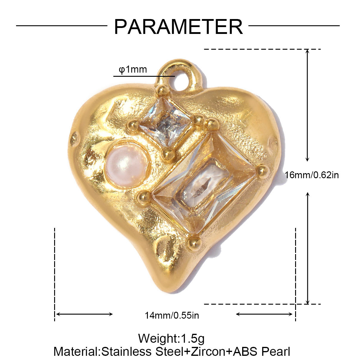 6pcs/pack Stainless Steel Flower Zircon DIY Charms Rhinestone Envelope Heart Necklace Pendants Woman Leaf Round Jewelry Wholesale
