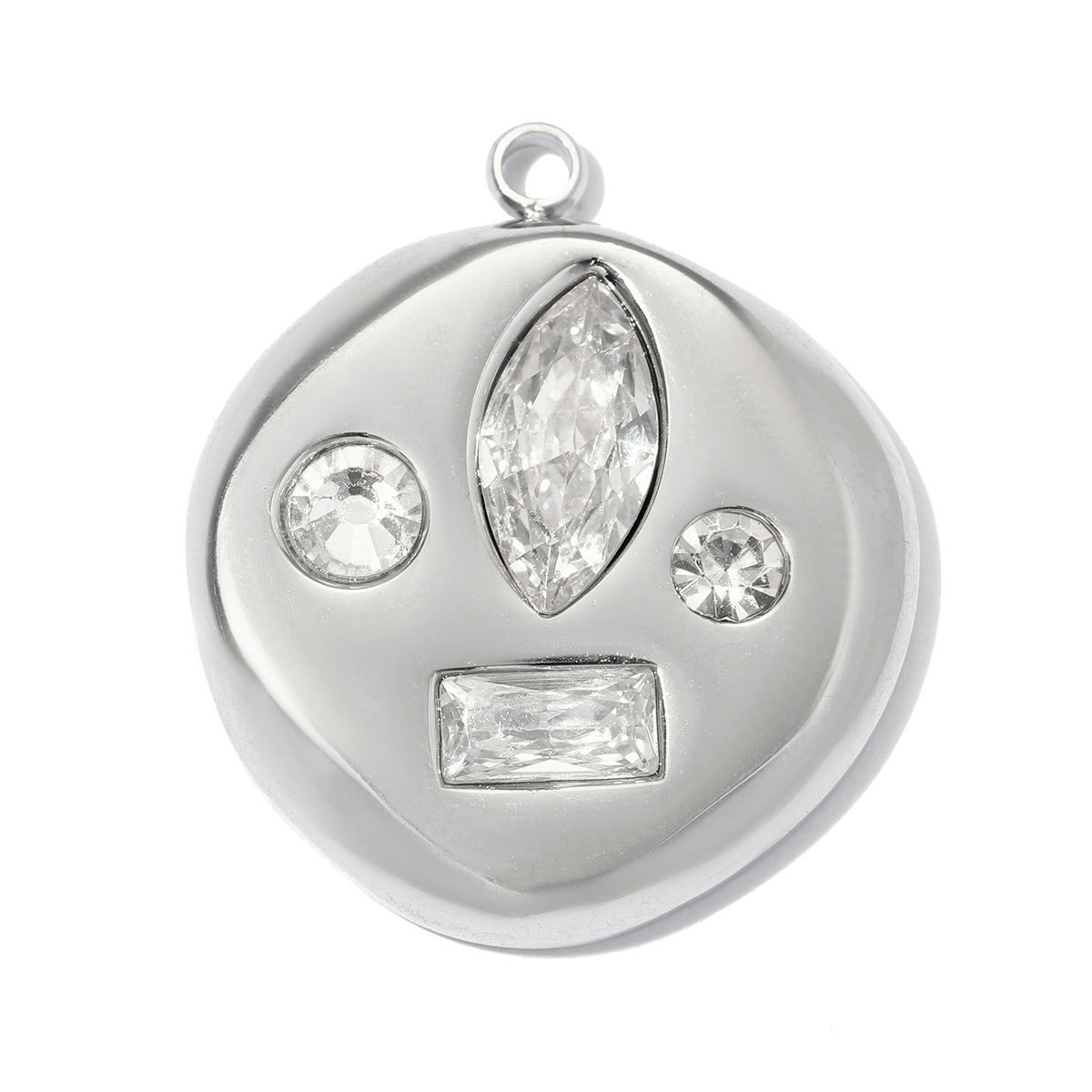 6pcs/pack Stainless Steel Flower Zircon DIY Charms Rhinestone Envelope Heart Necklace Pendants Woman Leaf Round Jewelry Wholesale