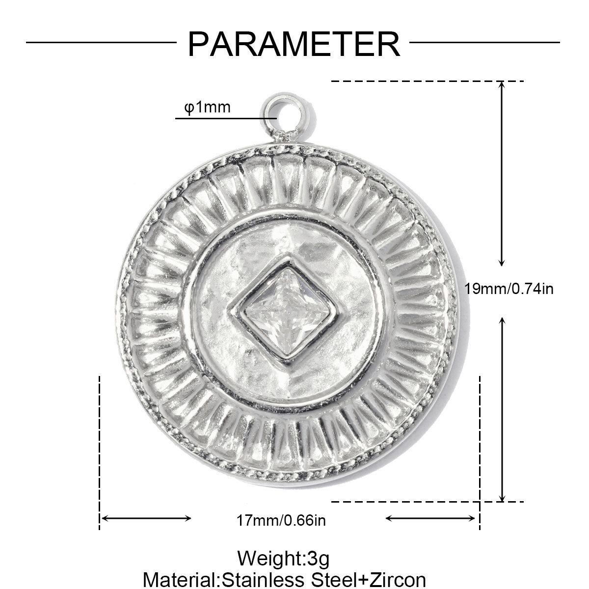 6pcs/pack Stainless Steel Flower Zircon DIY Charms Rhinestone Envelope Heart Necklace Pendants Woman Leaf Round Jewelry Wholesale