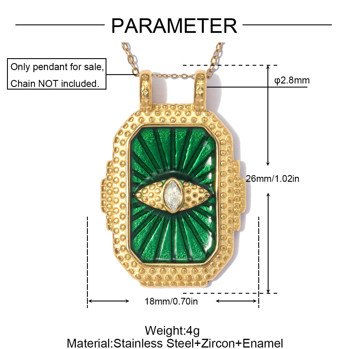 6pcs/pack Stainless Steel Zircon Cross Rose DIY Charms Evil Eye Square Card Necklace Pendants Woman Oval Heart Jewelry Wholesale