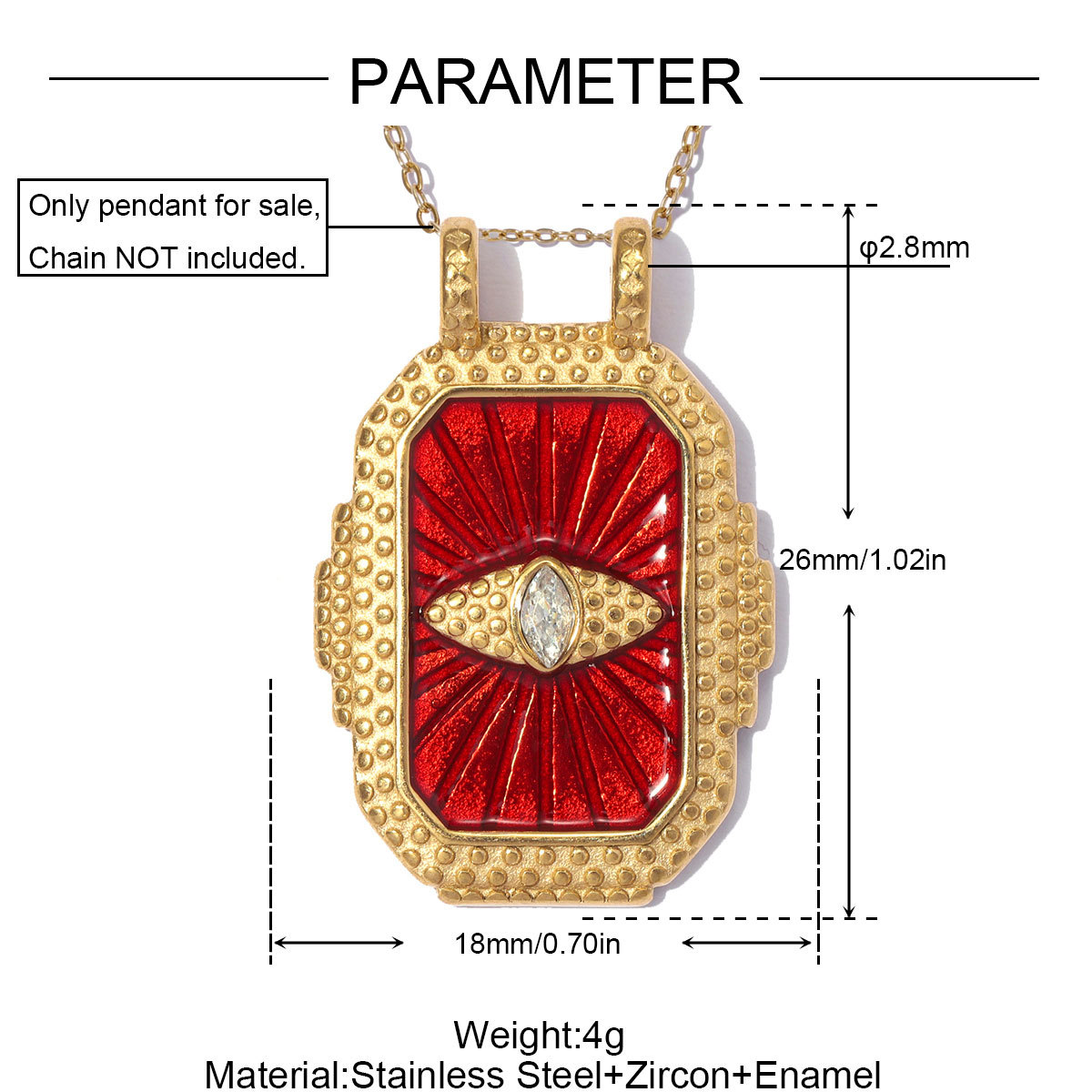 6pcs/pack Stainless Steel Zircon Cross Rose DIY Charms Evil Eye Square Card Necklace Pendants Woman Oval Heart Jewelry Wholesale