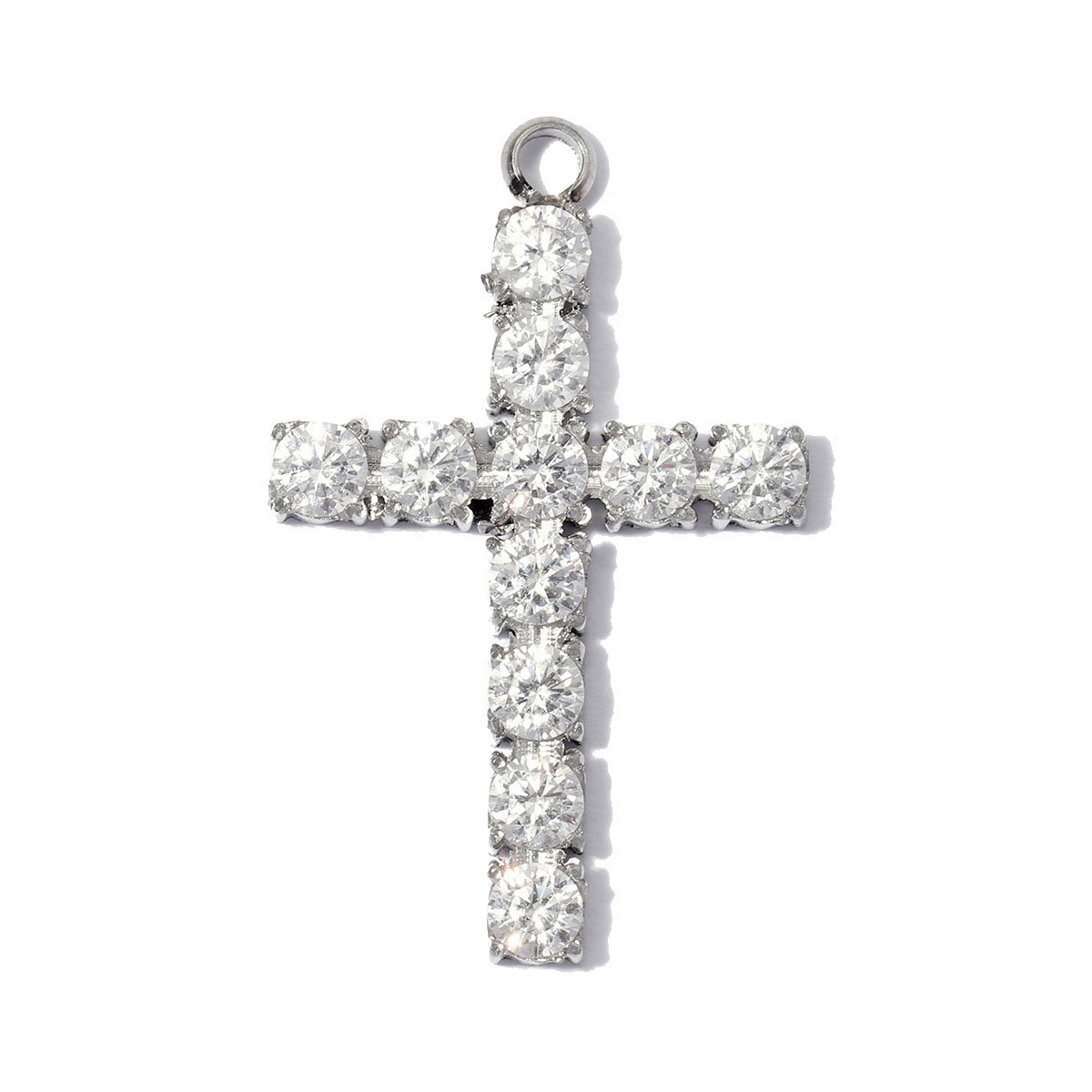 6pcs/pack Stainless Steel Zircon Cross Rose DIY Charms Evil Eye Square Card Necklace Pendants Woman Oval Heart Jewelry Wholesale