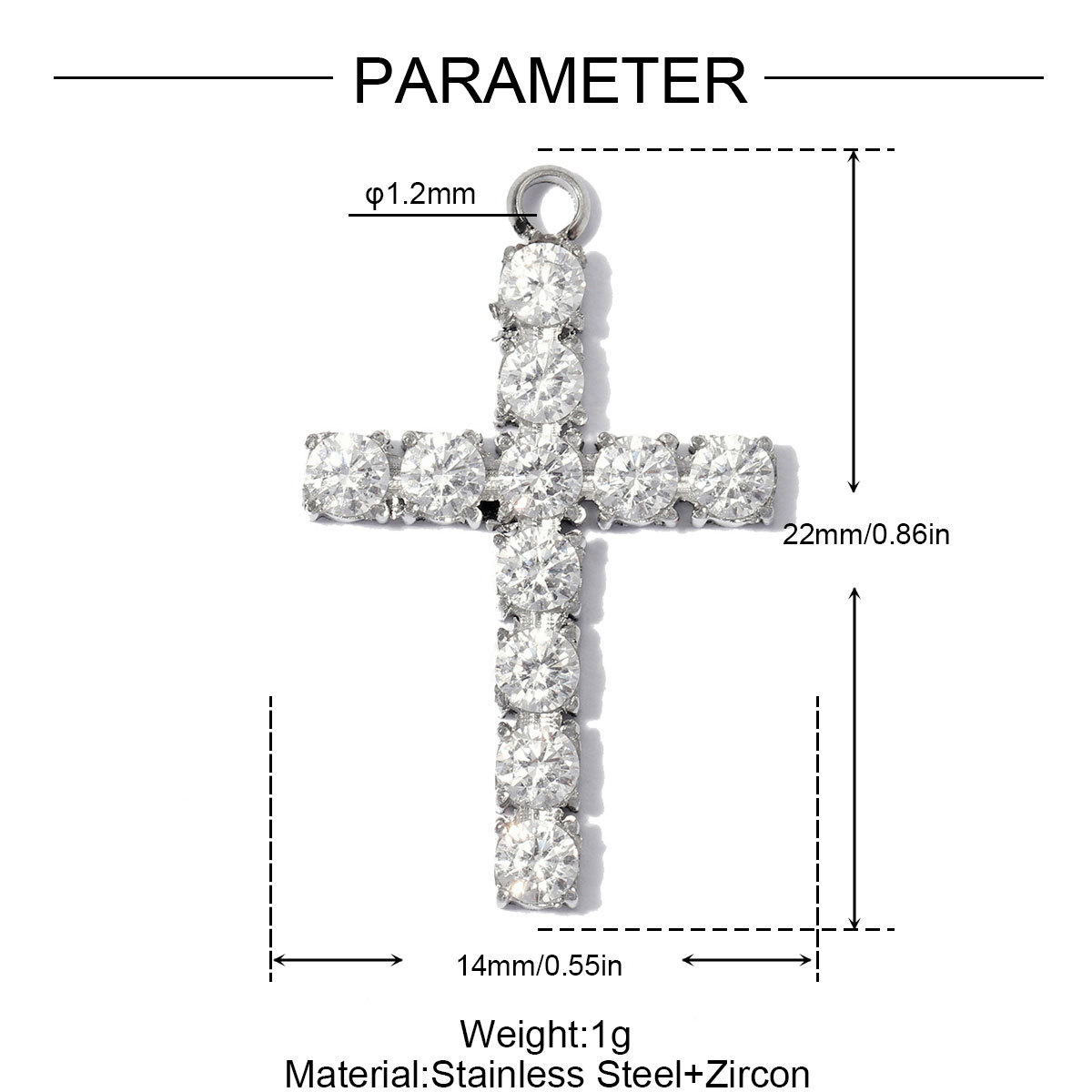 6pcs/pack Stainless Steel Zircon Cross Rose DIY Charms Evil Eye Square Card Necklace Pendants Woman Oval Heart Jewelry Wholesale