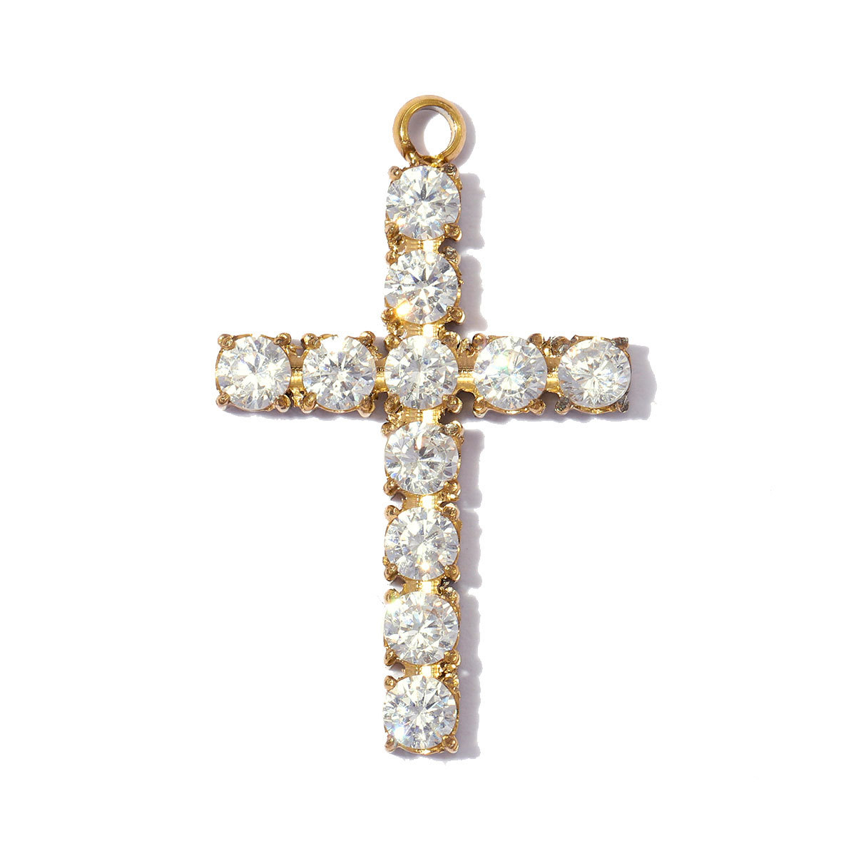 6pcs/pack Stainless Steel Zircon Cross Rose DIY Charms Evil Eye Square Card Necklace Pendants Woman Oval Heart Jewelry Wholesale