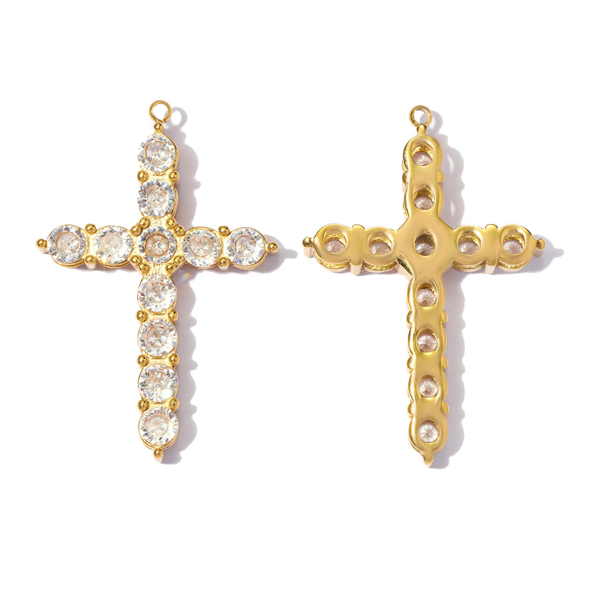 6pcs/pack Stainless Steel Zircon Cross Rose DIY Charms Evil Eye Square Card Necklace Pendants Woman Oval Heart Jewelry Wholesale