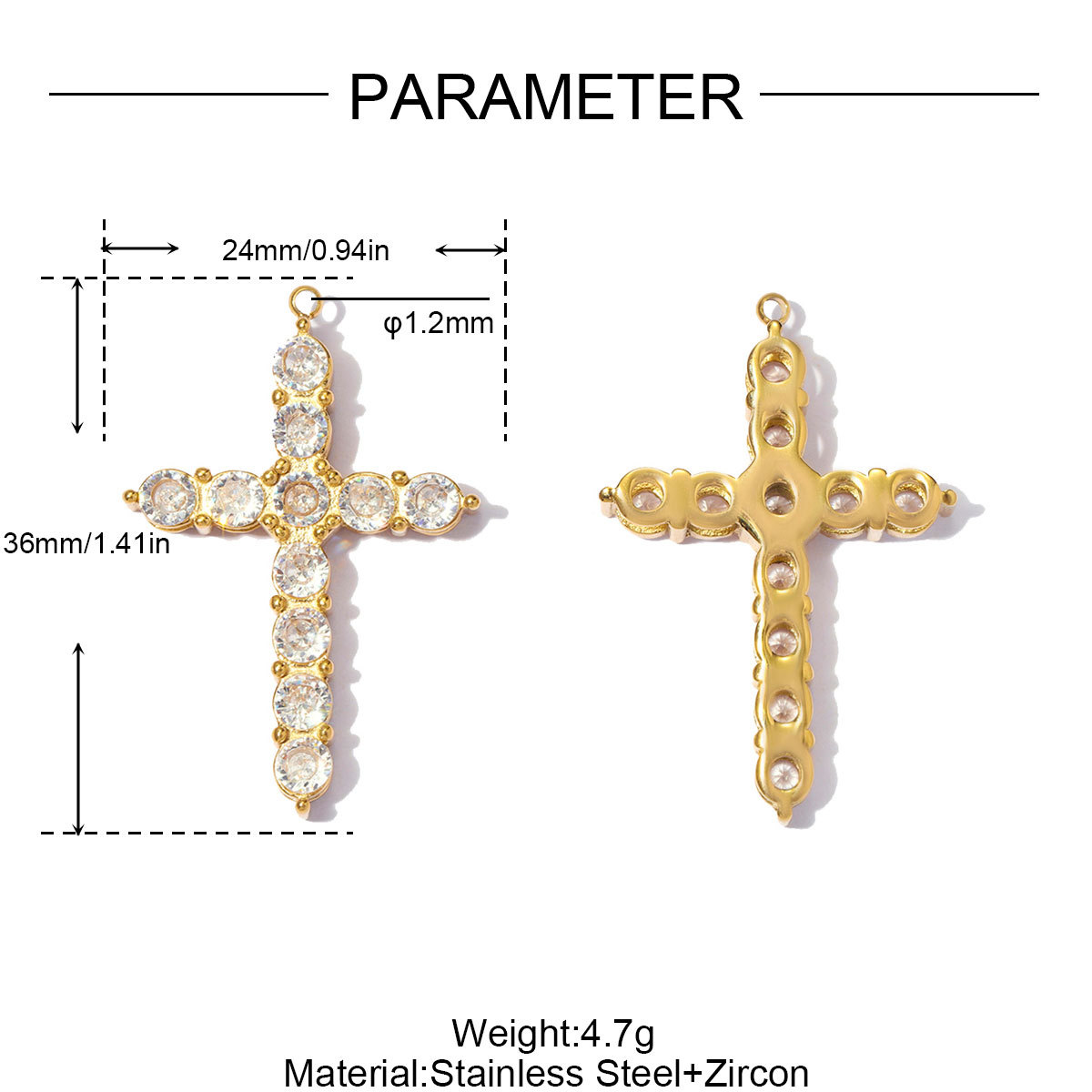6pcs/pack Stainless Steel Zircon Cross Rose DIY Charms Evil Eye Square Card Necklace Pendants Woman Oval Heart Jewelry Wholesale