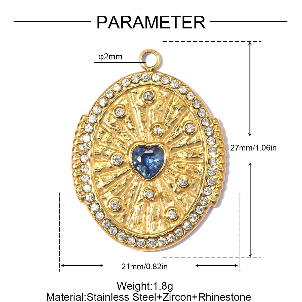 6pcs/pack Stainless Steel Zircon Cross Rose DIY Charms Evil Eye Square Card Necklace Pendants Woman Oval Heart Jewelry Wholesale