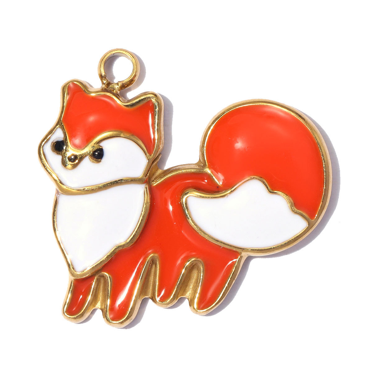 6pcs/pack Stainless Steel Enamel Boy Fox DIY Earring Charms Dog Paw Bone Necklace Pendants Woman Forg Leopard Jewelry Wholesale