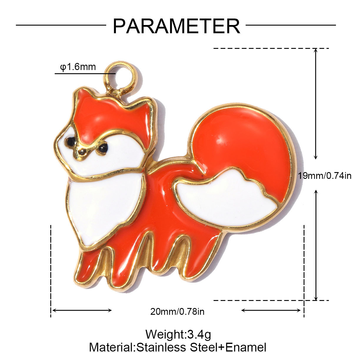 6pcs/pack Stainless Steel Enamel Boy Fox DIY Earring Charms Dog Paw Bone Necklace Pendants Woman Forg Leopard Jewelry Wholesale