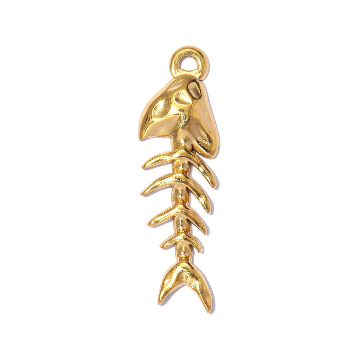 6pcs/pack Stainless Steel Rhinestone Fish Conch DIY Earring Charms Devil Ray Necklace Pendants Woman Fishbone Jewelry Wholesale