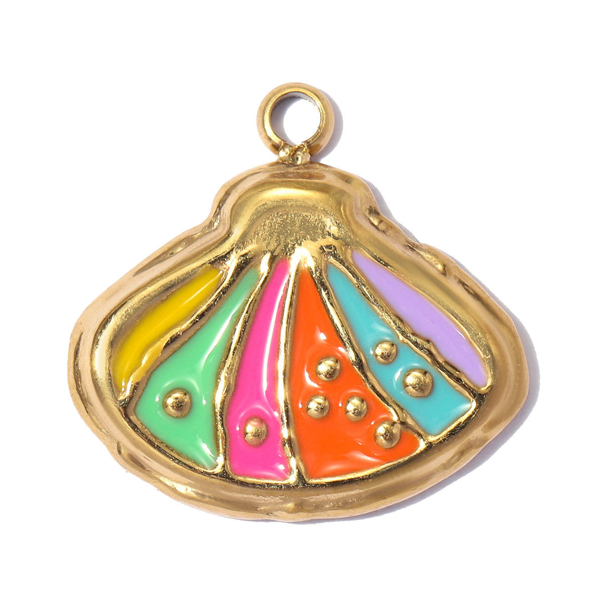 6pcs/pack Fashion Stainless Steel Rainbow Enamel Shell DIY Earring Charms Starfish Necklace Pendants Woman Holiday Jewelry Wholesale