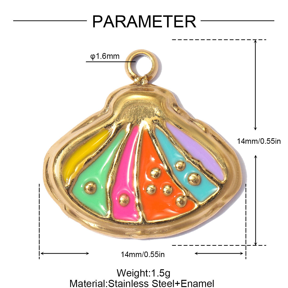 6pcs/pack Fashion Stainless Steel Rainbow Enamel Shell DIY Earring Charms Starfish Necklace Pendants Woman Holiday Jewelry Wholesale