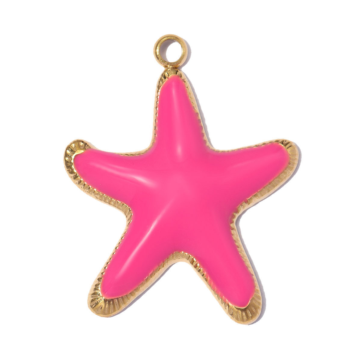 6pcs/pack Fashion Stainless Steel Rainbow Enamel Shell DIY Earring Charms Starfish Necklace Pendants Woman Holiday Jewelry Wholesale
