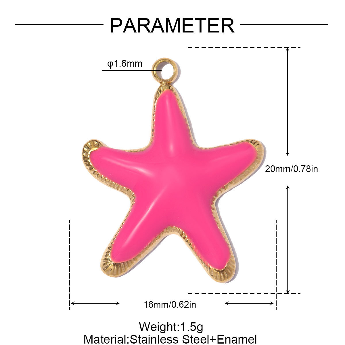 6pcs/pack Fashion Stainless Steel Rainbow Enamel Shell DIY Earring Charms Starfish Necklace Pendants Woman Holiday Jewelry Wholesale