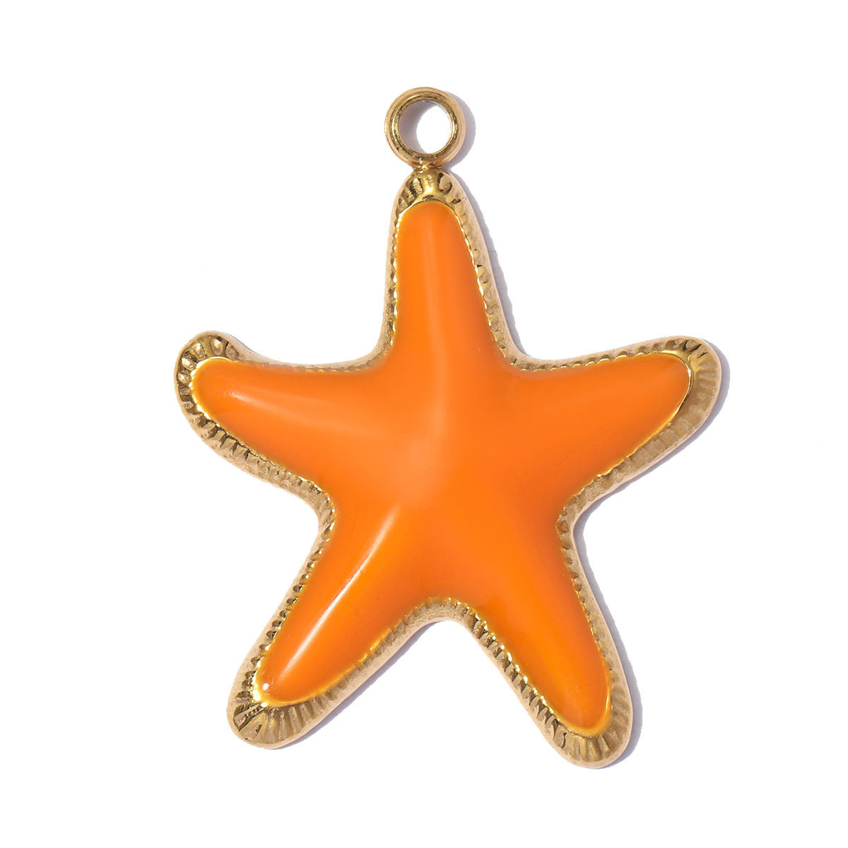 6pcs/pack Fashion Stainless Steel Rainbow Enamel Shell DIY Earring Charms Starfish Necklace Pendants Woman Holiday Jewelry Wholesale