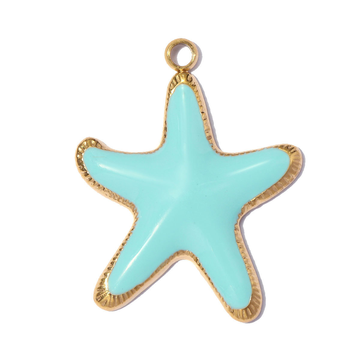 6pcs/pack Fashion Stainless Steel Rainbow Enamel Shell DIY Earring Charms Starfish Necklace Pendants Woman Holiday Jewelry Wholesale
