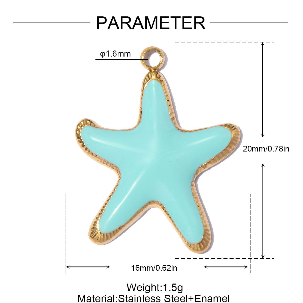 6pcs/pack Fashion Stainless Steel Rainbow Enamel Shell DIY Earring Charms Starfish Necklace Pendants Woman Holiday Jewelry Wholesale