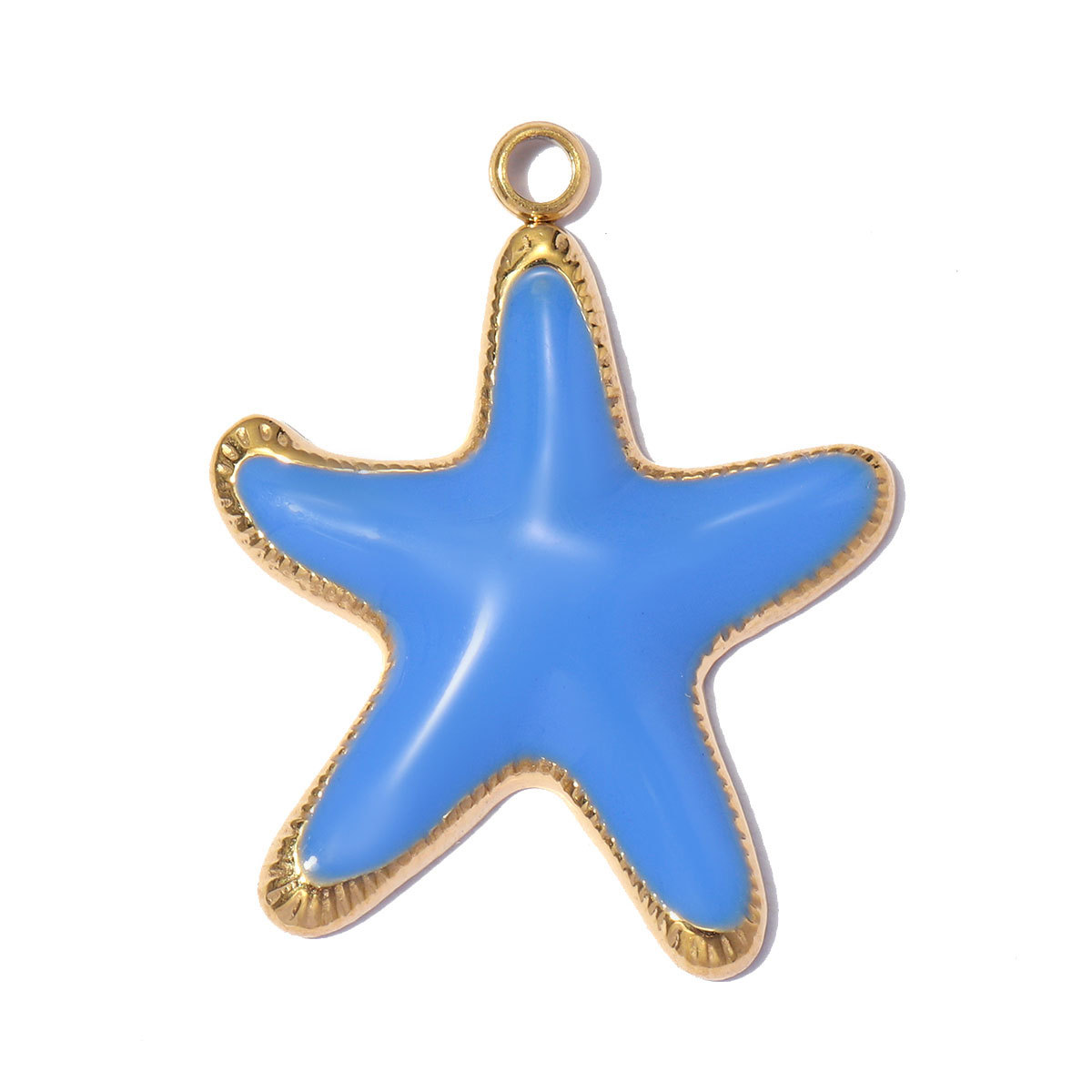6pcs/pack Fashion Stainless Steel Rainbow Enamel Shell DIY Earring Charms Starfish Necklace Pendants Woman Holiday Jewelry Wholesale