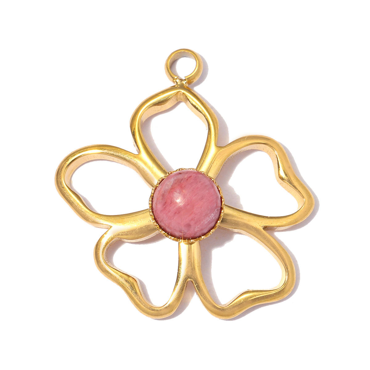6pcs/pack Stainless Steel Natural Stone Flower DIY Charms Leaf Life Tree Waterdrop Necklace Pendants Woman Moon Jewelry Wholesale