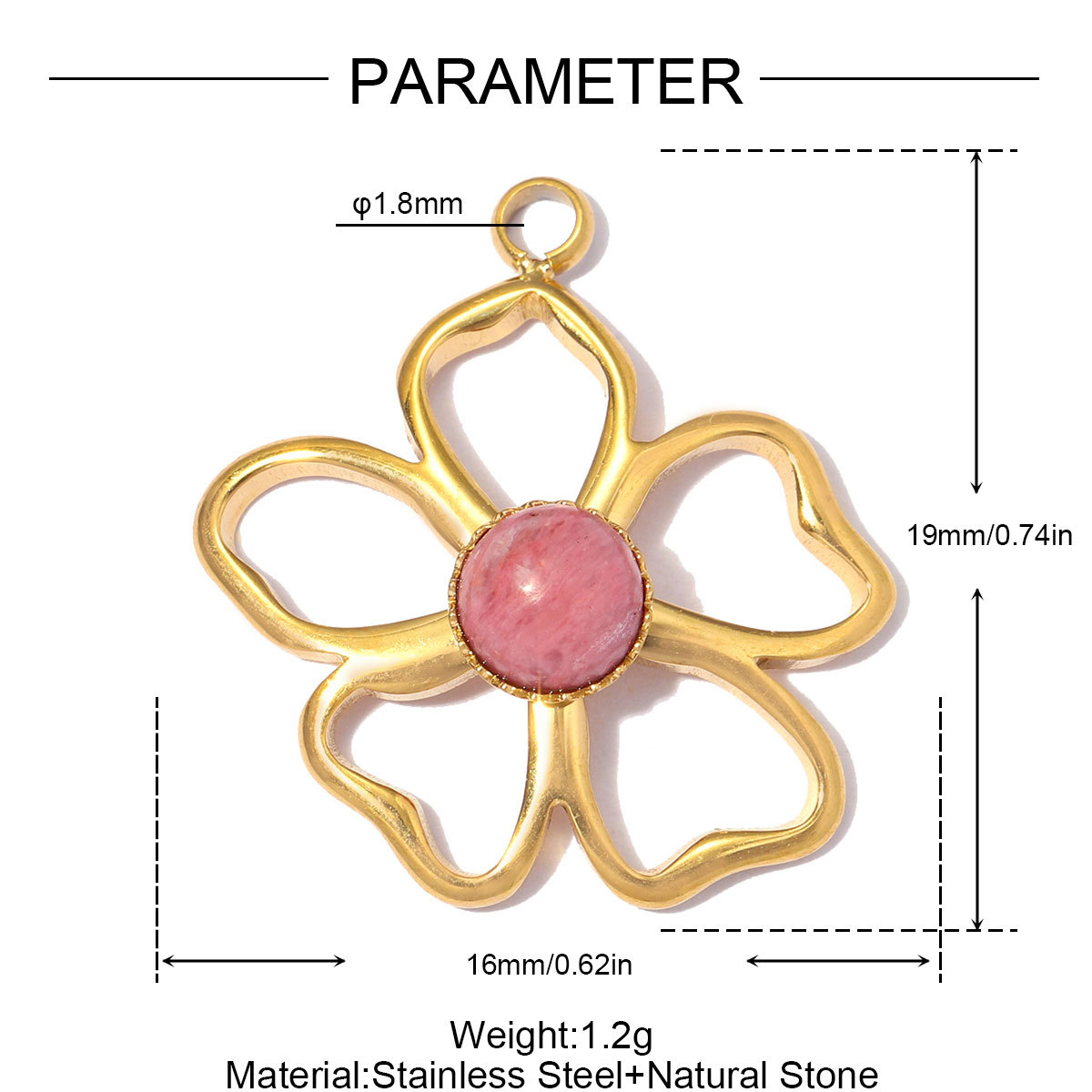 6pcs/pack Stainless Steel Natural Stone Flower DIY Charms Leaf Life Tree Waterdrop Necklace Pendants Woman Moon Jewelry Wholesale