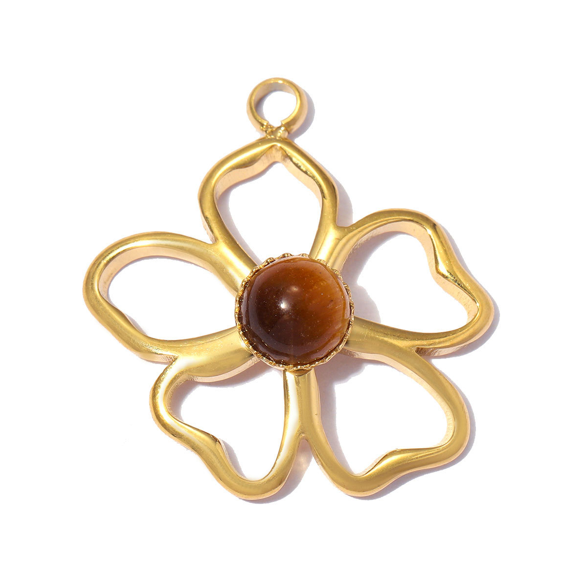 6pcs/pack Stainless Steel Natural Stone Flower DIY Charms Leaf Life Tree Waterdrop Necklace Pendants Woman Moon Jewelry Wholesale