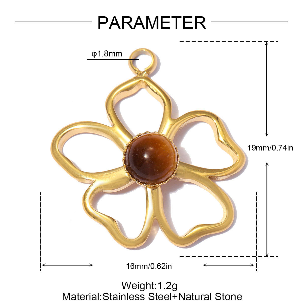 6pcs/pack Stainless Steel Natural Stone Flower DIY Charms Leaf Life Tree Waterdrop Necklace Pendants Woman Moon Jewelry Wholesale