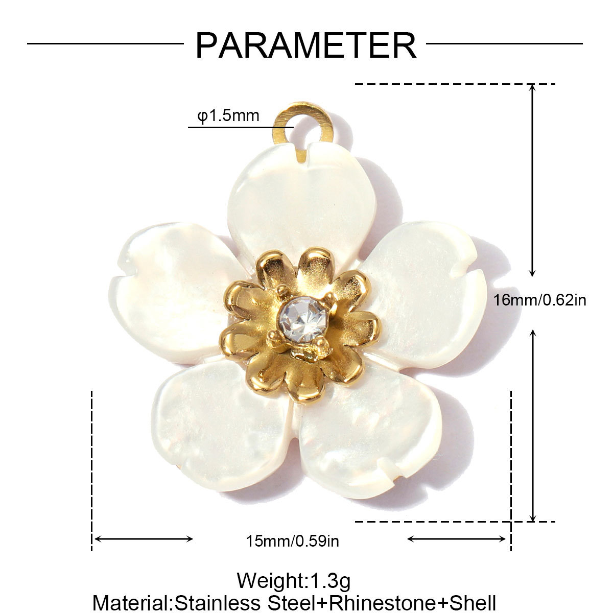 6pcs/pack Stainless Steel Natural Stone Flower DIY Charms Leaf Life Tree Waterdrop Necklace Pendants Woman Moon Jewelry Wholesale