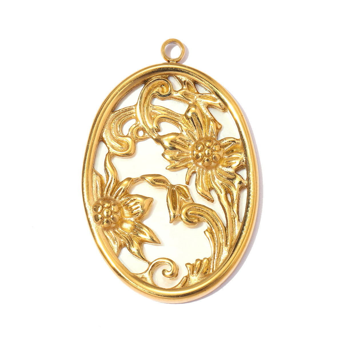 6pcs/pack Stainless Steel Natural Stone Flower DIY Charms Leaf Life Tree Waterdrop Necklace Pendants Woman Moon Jewelry Wholesale