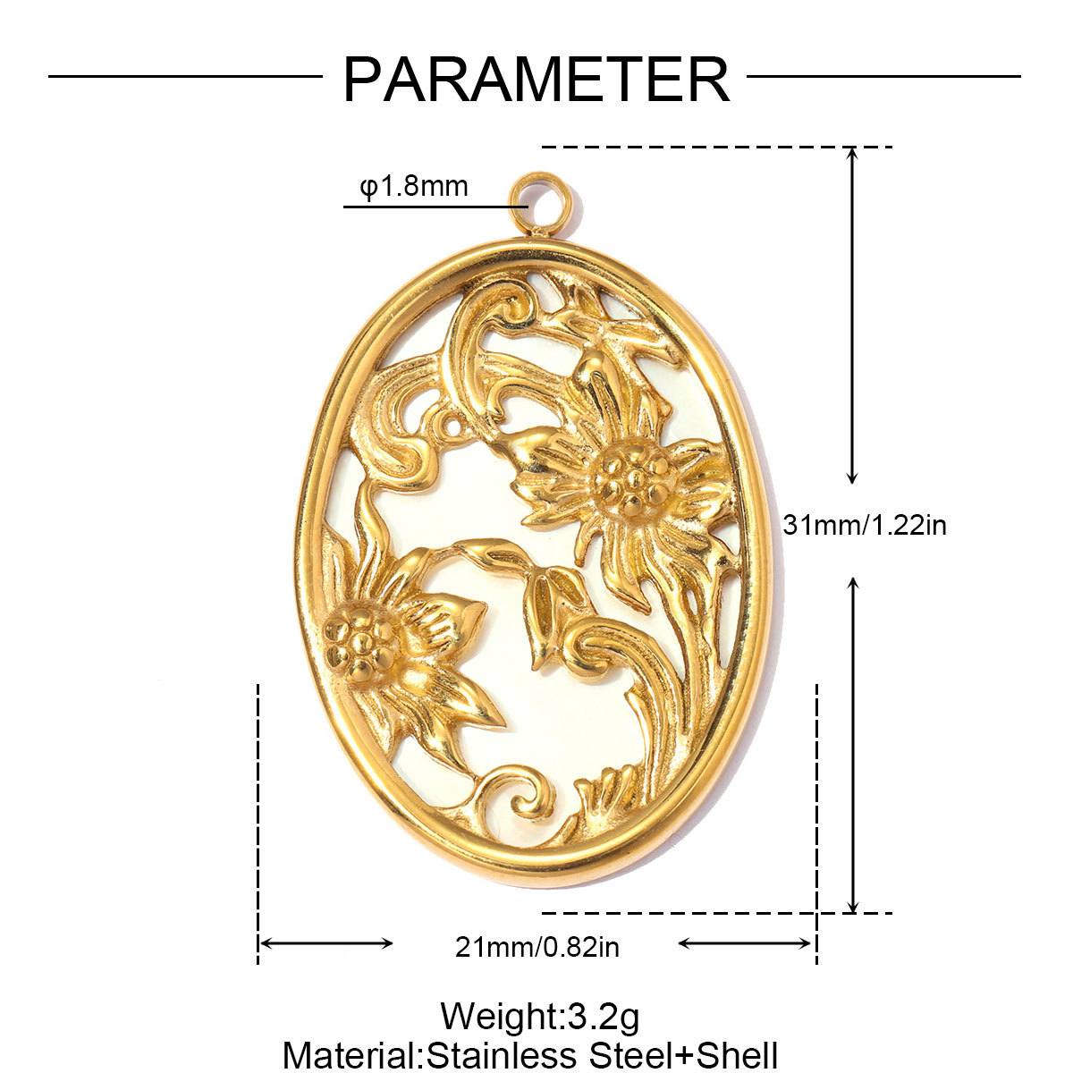 6pcs/pack Stainless Steel Natural Stone Flower DIY Charms Leaf Life Tree Waterdrop Necklace Pendants Woman Moon Jewelry Wholesale