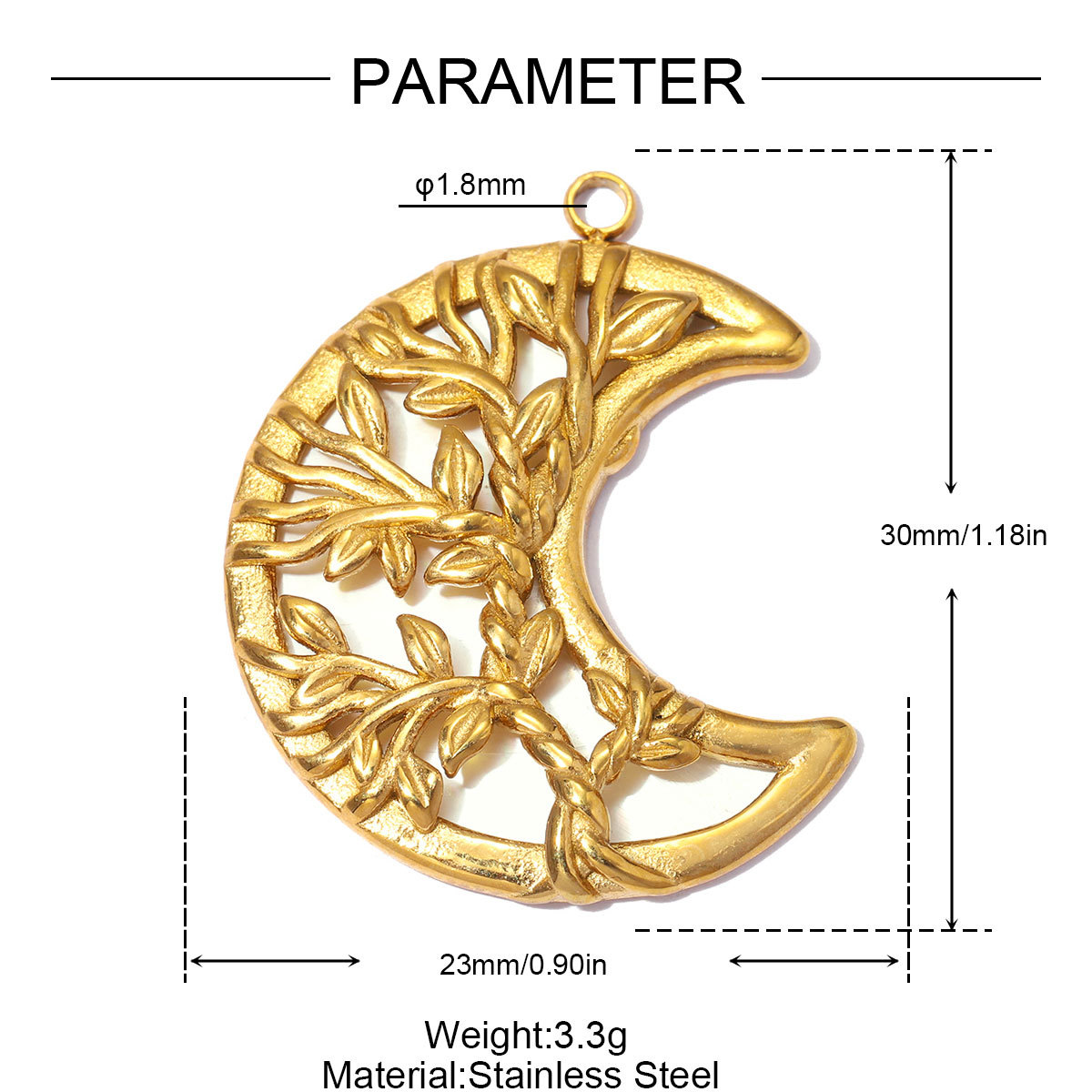 6pcs/pack Stainless Steel Natural Stone Flower DIY Charms Leaf Life Tree Waterdrop Necklace Pendants Woman Moon Jewelry Wholesale