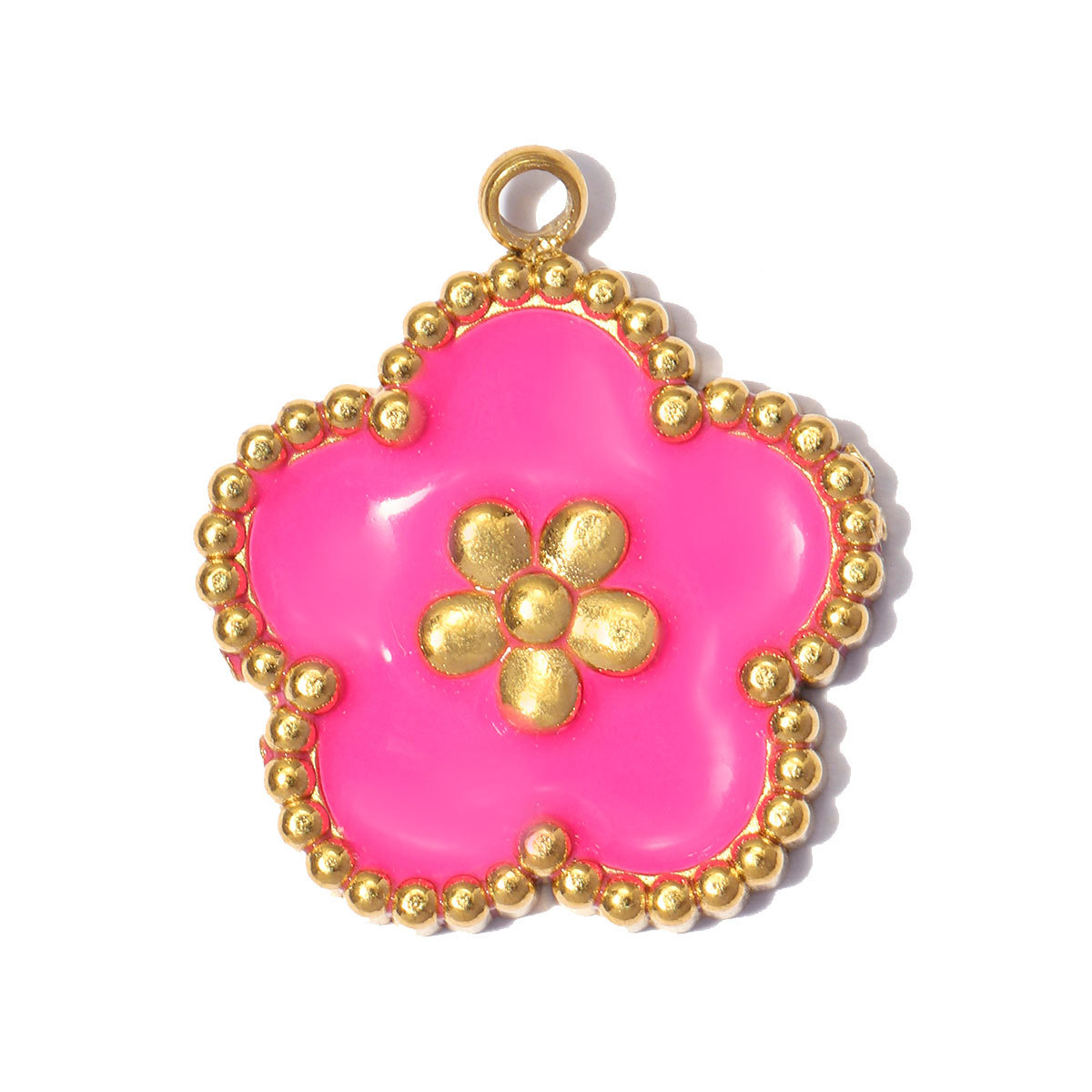 6pcs/pack Stainless Steel Enamel Flower DIY Bracelet Charms Daisy Clover Waterdrop Necklace Pendants Woman Sunflower Jewelry Wholesale