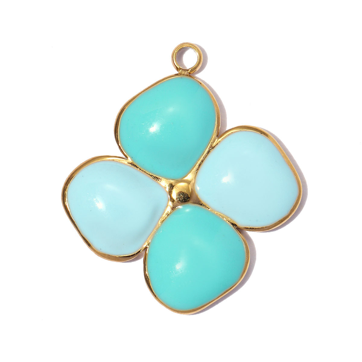 6pcs/pack Stainless Steel Enamel Flower DIY Bracelet Charms Daisy Clover Waterdrop Necklace Pendants Woman Sunflower Jewelry Wholesale