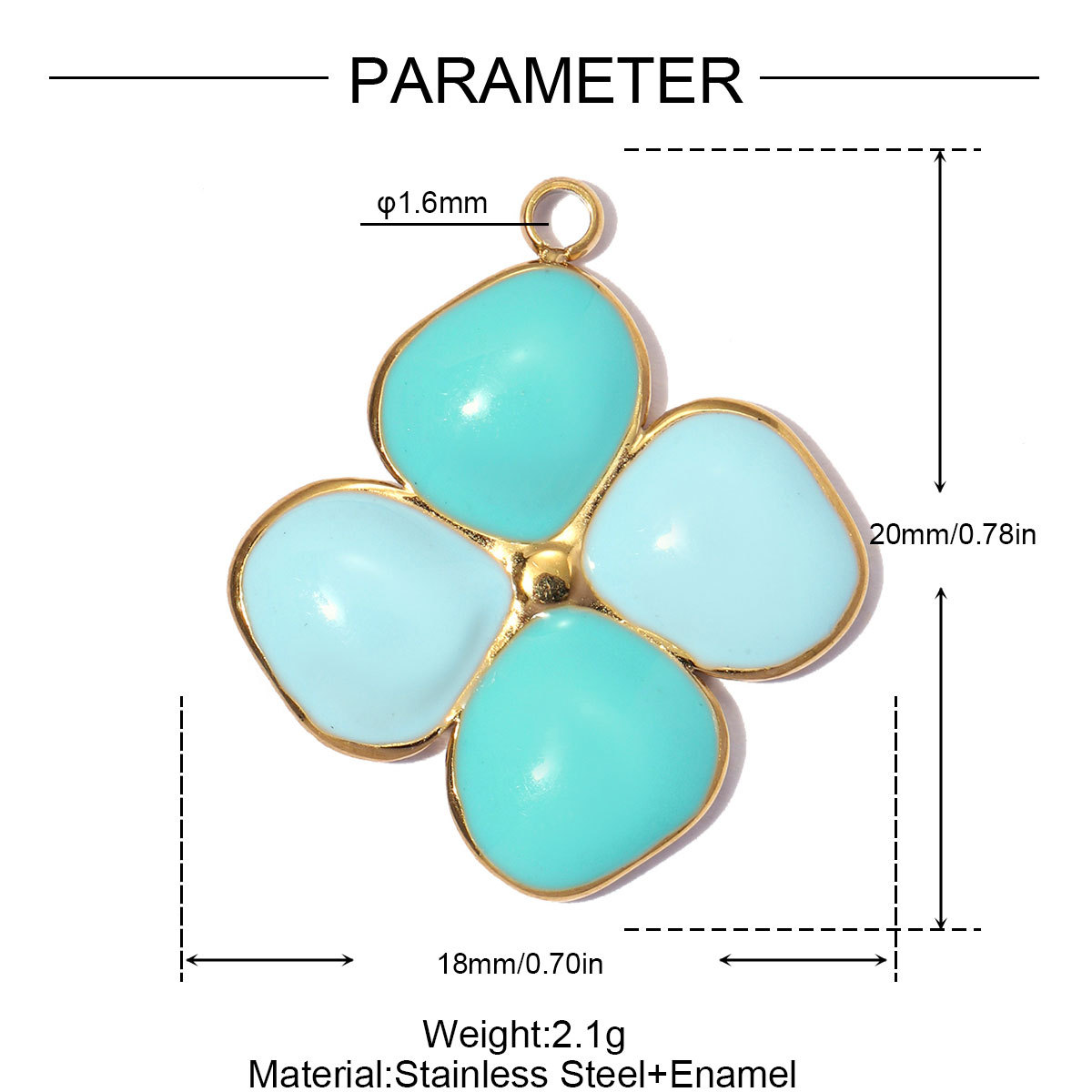 6pcs/pack Stainless Steel Enamel Flower DIY Bracelet Charms Daisy Clover Waterdrop Necklace Pendants Woman Sunflower Jewelry Wholesale