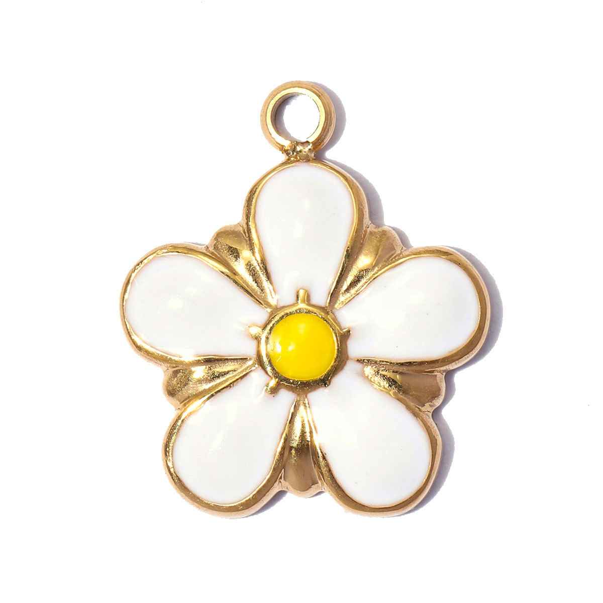 6pcs/pack Stainless Steel Enamel Flower DIY Bracelet Charms Daisy Clover Waterdrop Necklace Pendants Woman Sunflower Jewelry Wholesale