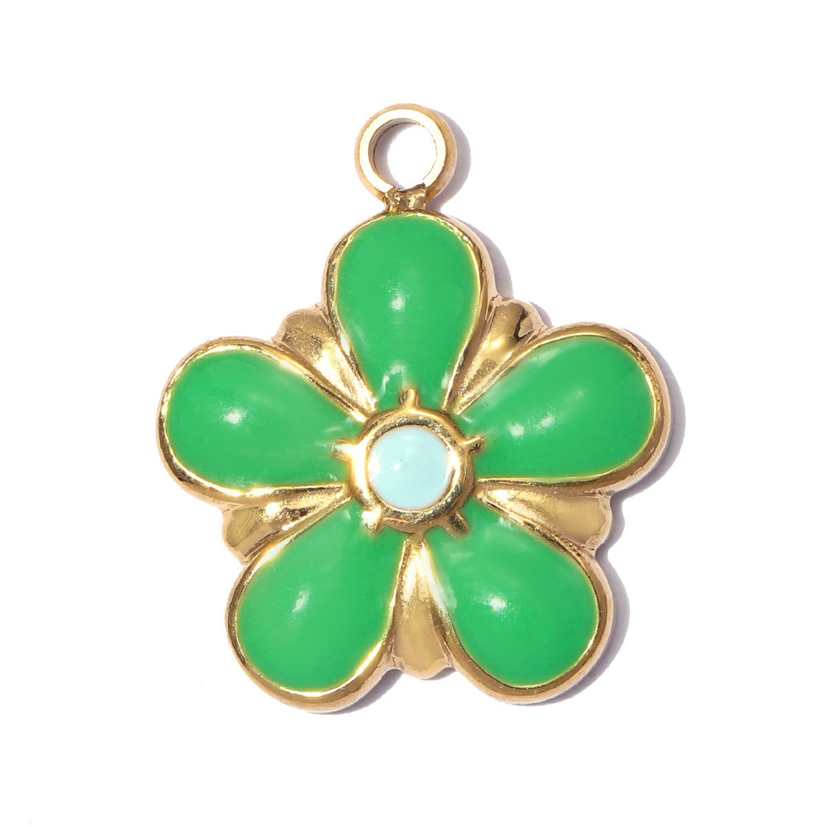 6pcs/pack Stainless Steel Enamel Flower DIY Bracelet Charms Daisy Clover Waterdrop Necklace Pendants Woman Sunflower Jewelry Wholesale