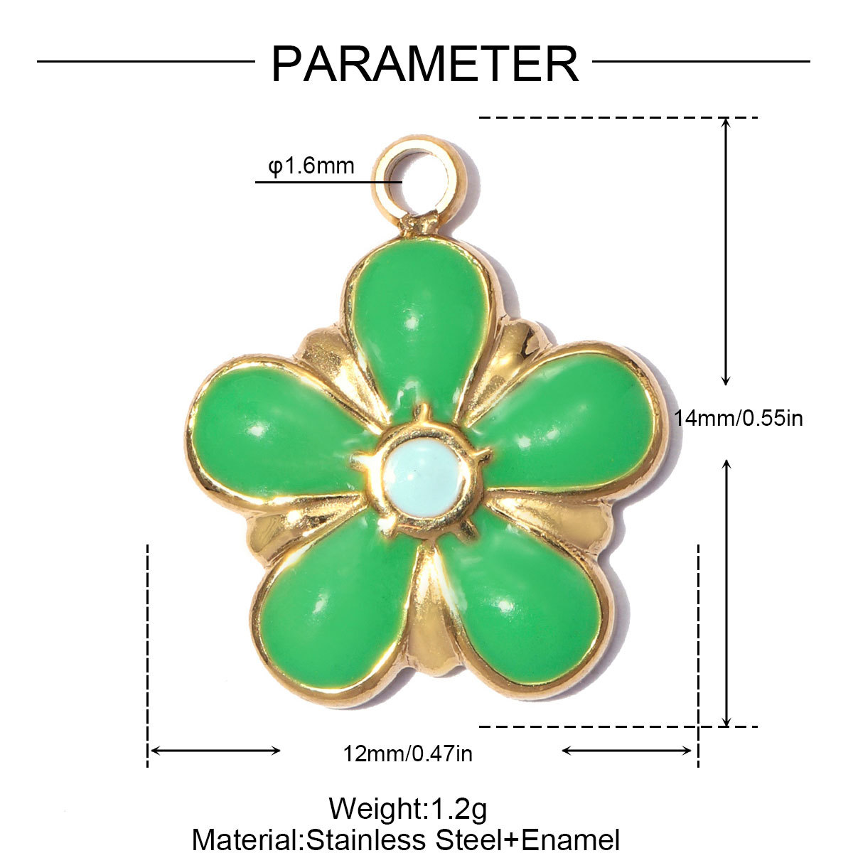 6pcs/pack Stainless Steel Enamel Flower DIY Bracelet Charms Daisy Clover Waterdrop Necklace Pendants Woman Sunflower Jewelry Wholesale