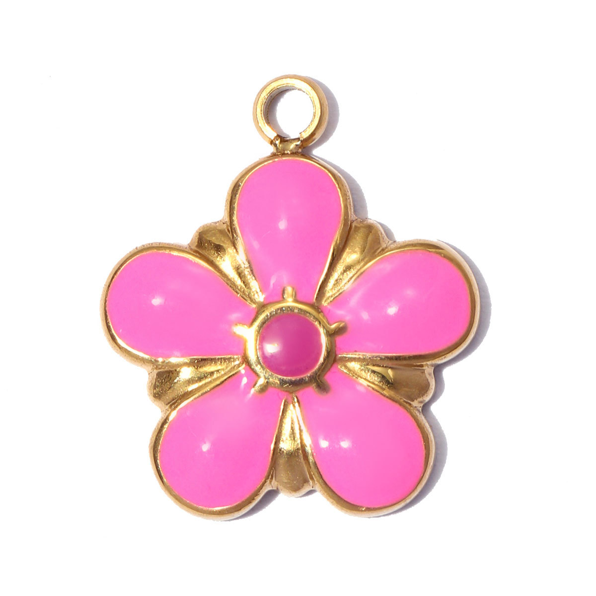 6pcs/pack Stainless Steel Enamel Flower DIY Bracelet Charms Daisy Clover Waterdrop Necklace Pendants Woman Sunflower Jewelry Wholesale